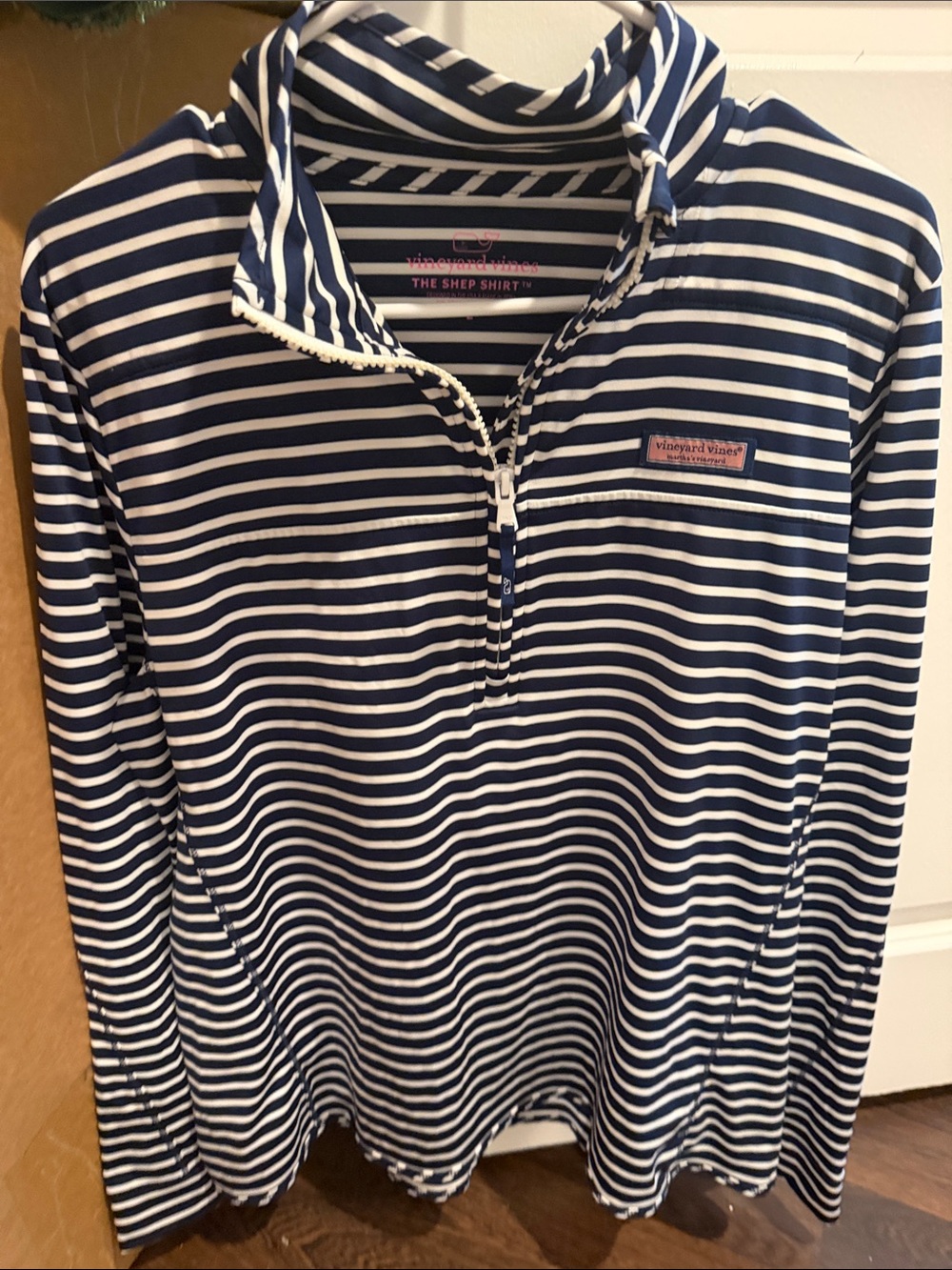 Vineyard Vines Navy & White Striped Women’s Quarter-Zip Pullover